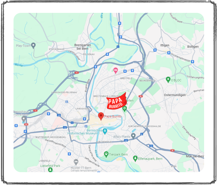 Genieße mexikanisches Essen in der Papa Burrito Filliale in Bern.